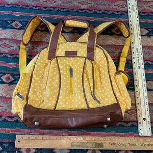 Pannier All Weather Backpack Yellow with White Polka Dots